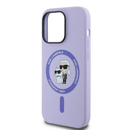 Θήκη MagSafe για Apple iPhone 14 Pro, Karl Lagerfeld, Silicone Ring Karl & Choupette, Μοβ