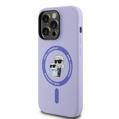 Θήκη MagSafe για Apple iPhone 14 Pro, Karl Lagerfeld, Silicone Ring Karl & Choupette, Μοβ
