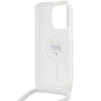MagSafe Case for Apple iPhone 14 Pro Max, Karl Lagerfeld, IML Crossbody Choupette's Head with Strap, Transparent