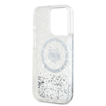 MagSafe Case for Apple iPhone 14 Pro Max, Karl Lagerfeld, Liquid Glitter Choupette's Head, Transparent