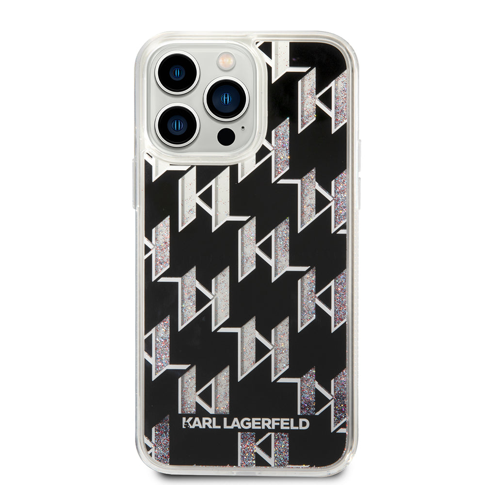 Θήκη MagSafe για Apple iPhone 14 Pro Max, Karl Lagerfeld, Monogram Liquid Glitter, Μαύρη