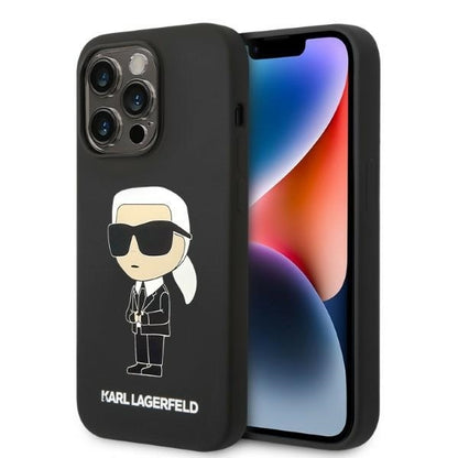 Θήκη MagSafe για Apple iPhone 14 Pro Max, Karl Lagerfeld, Silicone Ikonik Karl, Μαύρη