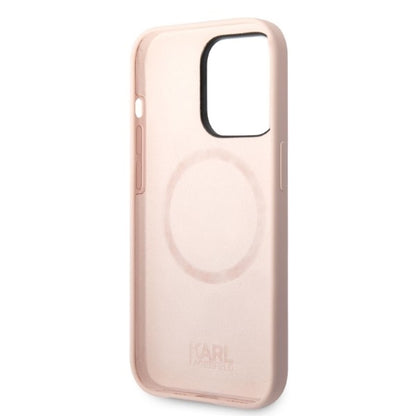 Θήκη MagSafe για Apple iPhone 14 Pro Max, Karl Lagerfeld, Silicone Ikonik Karl, Ροζ