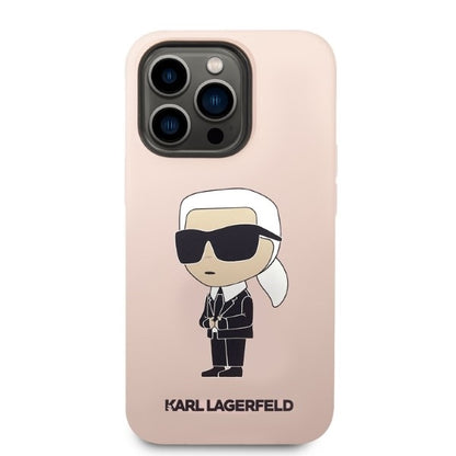 Θήκη MagSafe για Apple iPhone 14 Pro Max, Karl Lagerfeld, Silicone Ikonik Karl, Ροζ