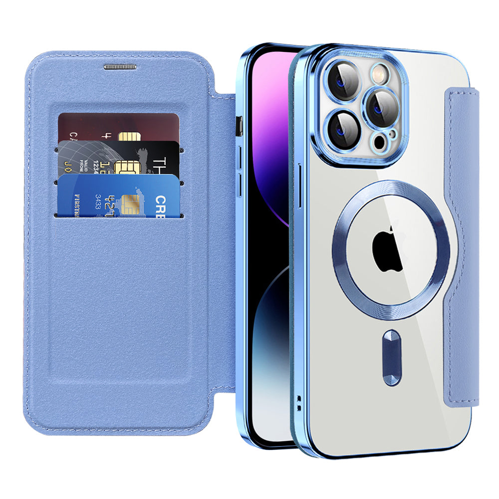 MagSafe Case for Apple iPhone 14 Pro Max, Techsuit, SmartMag Book, Blue