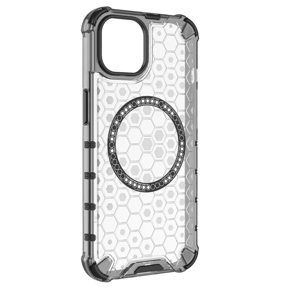 MagSafe Case for Apple iPhone 14, Techsuit, HoneyComb Shield, White