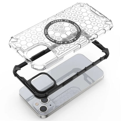 MagSafe Case for Apple iPhone 14, Techsuit, HoneyComb Shield, White