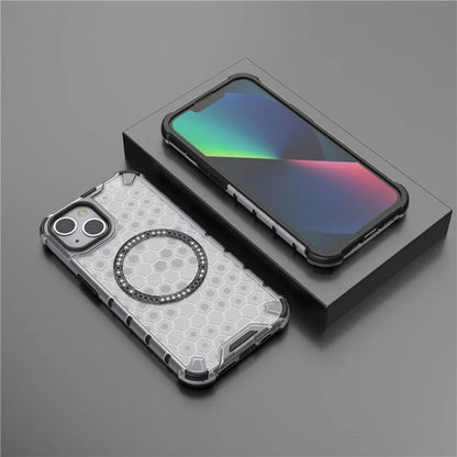 MagSafe Case for Apple iPhone 14, Techsuit, HoneyComb Shield, White