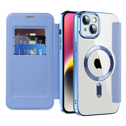 MagSafe Case for Apple iPhone 14, Techsuit, SmartMag Book, Blue