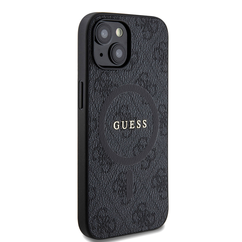 MagSafe Case for Apple iPhone 15, Guess, 4G Ring Classic Logo, Black