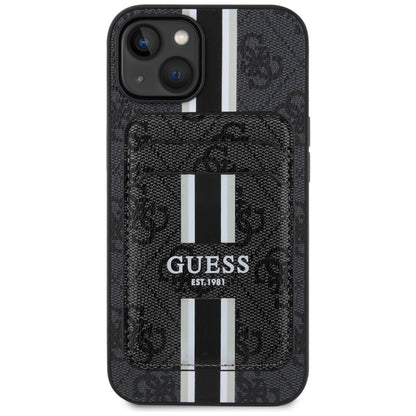 MagSafe Case for Apple iPhone 15, Guess, Cardslot 4G Stripes, Black