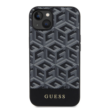 MagSafe Case for Apple iPhone 15, Guess, GCube Stripes, Black