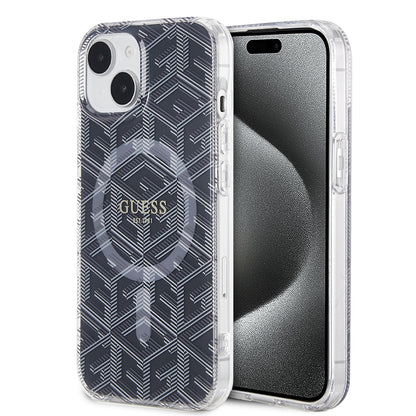 MagSafe Case for Apple iPhone 15, Guess, IML Gcube, Black