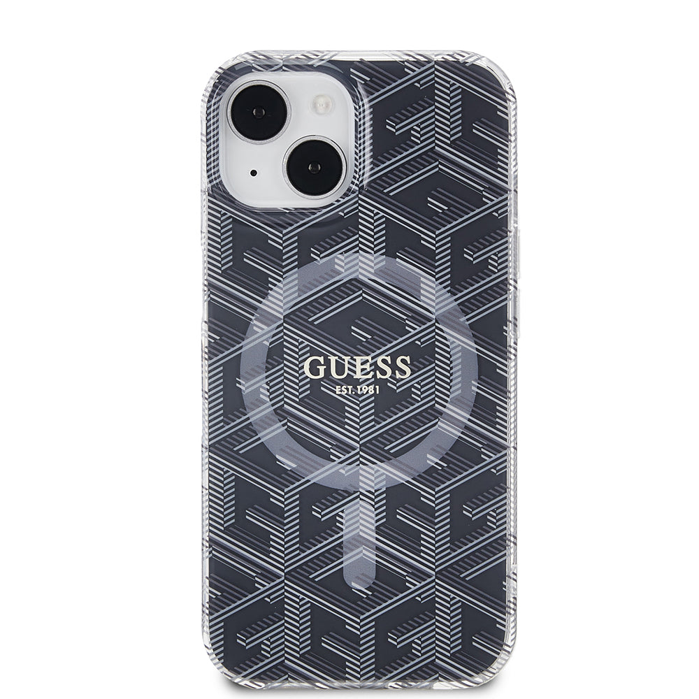MagSafe Case for Apple iPhone 15, Guess, IML Gcube, Black