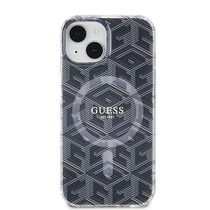 MagSafe Case for Apple iPhone 15, Guess, IML Gcube, Black