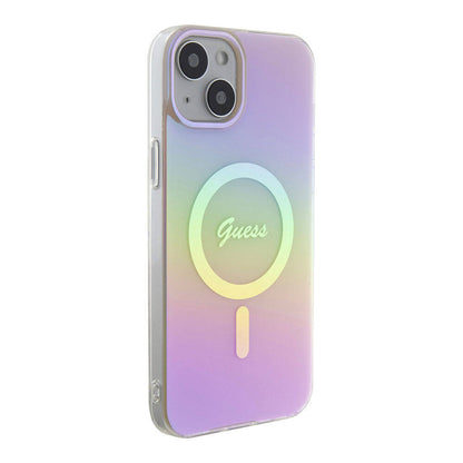 Θήκη MagSafe για Apple iPhone 15, Guess, IML Iridescent Script, Ροζ