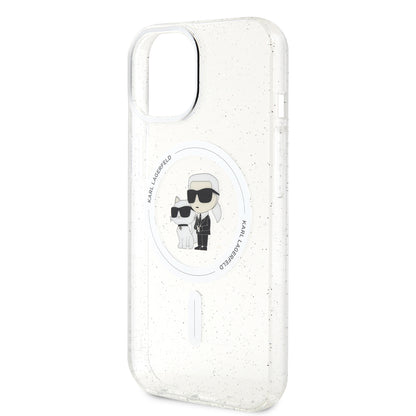 Θήκη MagSafe για Apple iPhone 15, Karl Lagerfeld, Glitter Karl & Choupette, Διαφανής