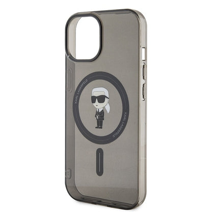 MagSafe Case for Apple iPhone 15, Karl Lagerfeld, IML Ikonik Karl, Black