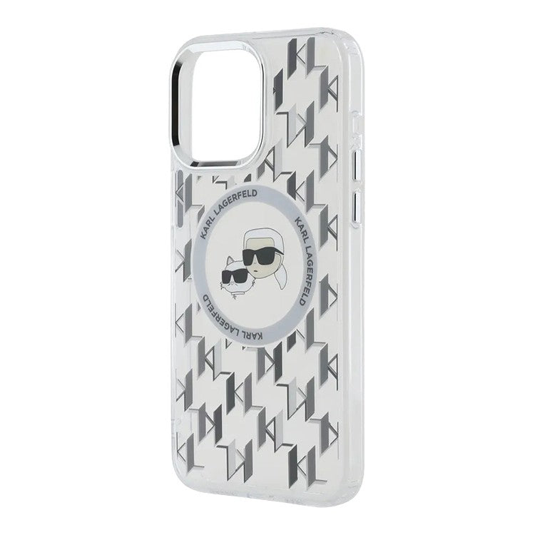 Θήκη MagSafe για Apple iPhone 15, Karl Lagerfeld, IML Monogram Karl & Choupette's Heads, Διάφανη