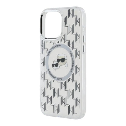 Θήκη MagSafe για Apple iPhone 15, Karl Lagerfeld, IML Monogram Karl & Choupette's Heads, Διάφανη