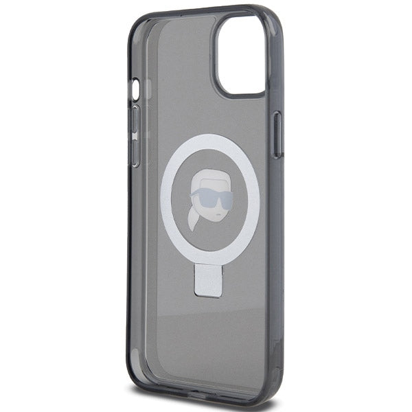 Θήκη MagSafe για Apple iPhone 15, Karl Lagerfeld, Ring Stand Karl's Head, Μαύρη