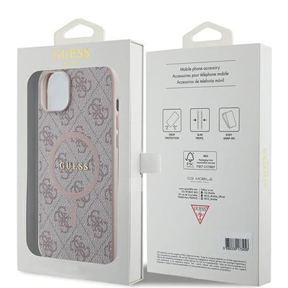MagSafe Case for Apple iPhone 15 Plus, Guess, 4G Collection, Pink