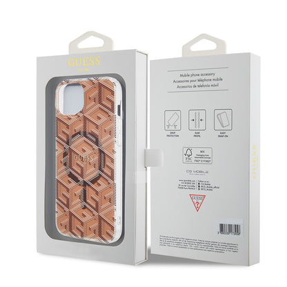MagSafe Case for Apple iPhone 15 Plus, Guess, IML Gcube, Brown
