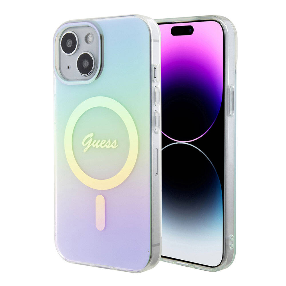 Θήκη MagSafe για Apple iPhone 15 Plus, Guess, IML Iridescent, Τυρκουάζ