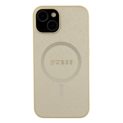 Θήκη MagSafe για Apple iPhone 15 Plus, Guess, Saffiano, Χρυσή