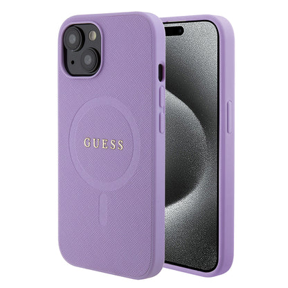 Θήκη MagSafe για Apple iPhone 15 Plus, Guess, Saffiano, Μωβ