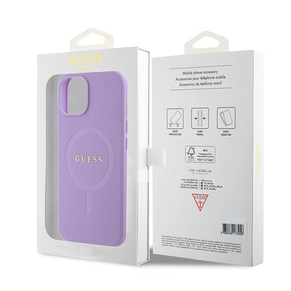 Θήκη MagSafe για Apple iPhone 15 Plus, Guess, Saffiano, Μωβ