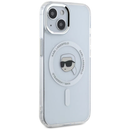 Θήκη MagSafe για Apple iPhone 15 Plus, Karl Lagerfeld, IML Metal Karl's Head, Λευκή