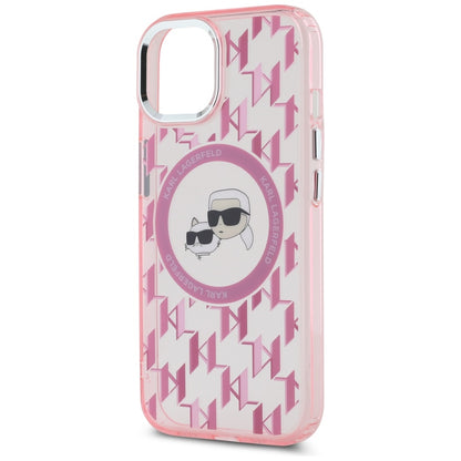 Θήκη MagSafe για Apple iPhone 15 Plus, Karl Lagerfeld, IML Monogram Karl & Choupette's Heads, Ροζ