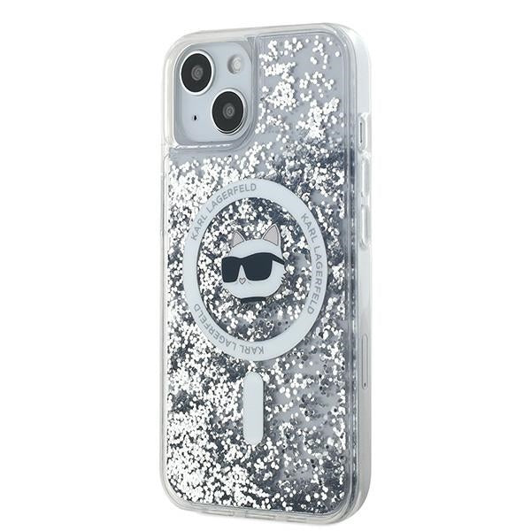 Θήκη MagSafe για Apple iPhone 15 Plus, Karl Lagerfeld, Liquid Glitter Choupette's Head, Διάφανη