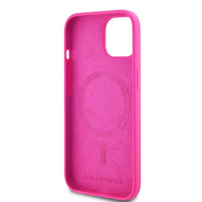 Θήκη MagSafe για Apple iPhone 15 Plus, Karl Lagerfeld, Σιλικόνη Choupette's Head, Φούξια