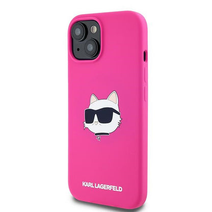 Θήκη MagSafe για Apple iPhone 15 Plus, Karl Lagerfeld, Σιλικόνη Choupette's Head, Φούξια