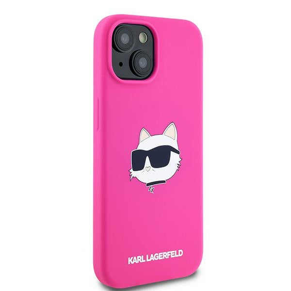 Θήκη MagSafe για Apple iPhone 15 Plus, Karl Lagerfeld, Σιλικόνη Choupette's Head, Φούξια