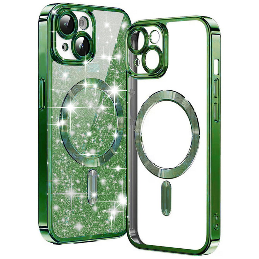 Θήκη MagSafe για Apple iPhone 15 Plus, Techsuit, Luxury Glitter, Σκούρο Πράσινο