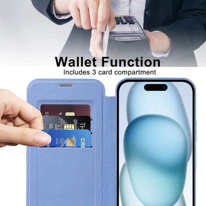MagSafe Case for Apple iPhone 15 Plus, Techsuit, SmartMag Book, Blue