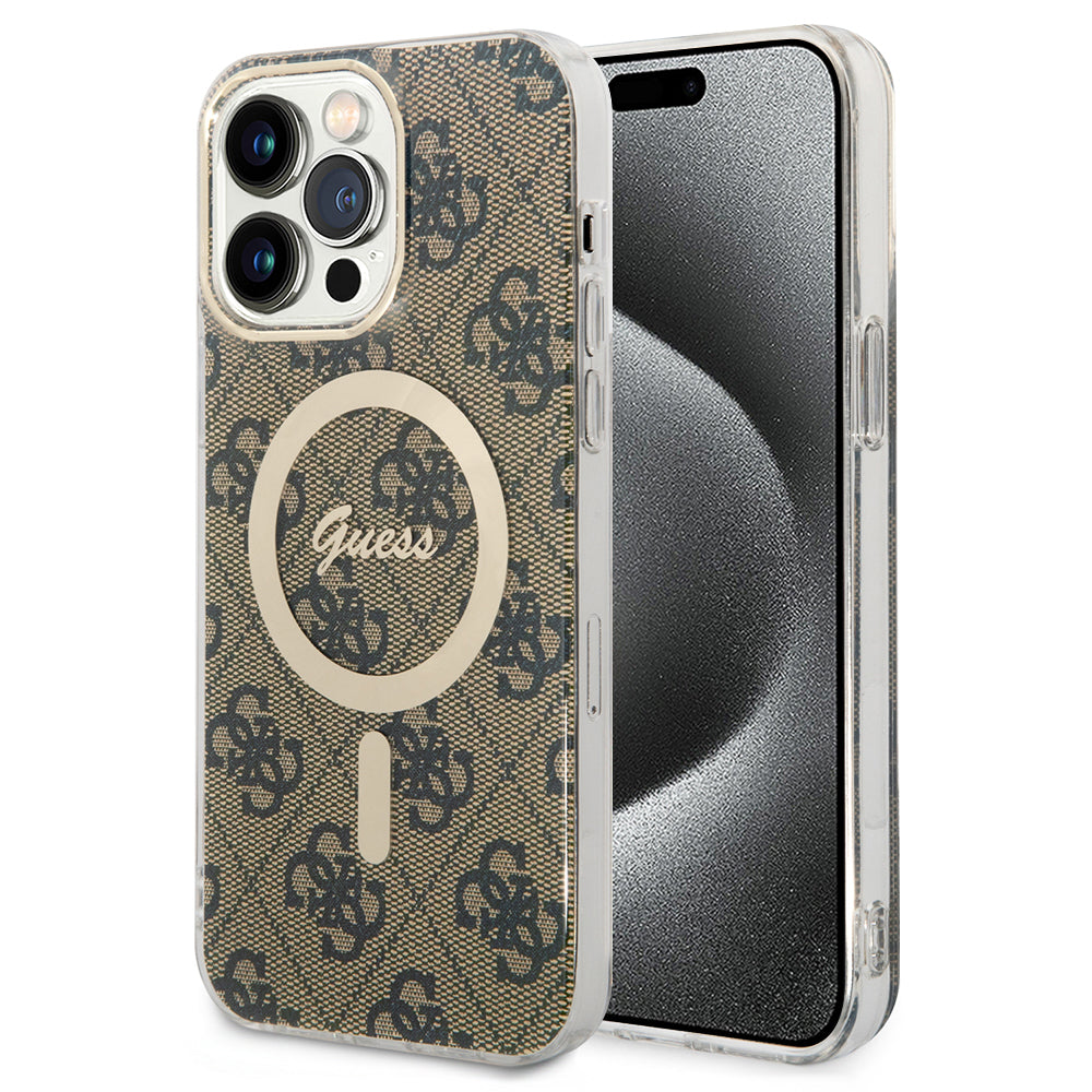 Θήκη MagSafe για Apple iPhone 15 Pro, Guess, 4G IML, Καφέ