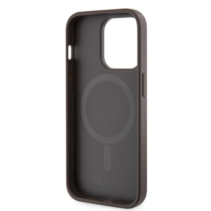 Θήκη MagSafe για Apple iPhone 15 Pro, Guess, 4G Printed Stripes, Καφέ