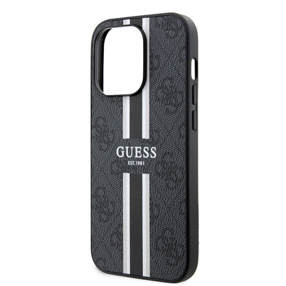 Θήκη MagSafe για Apple iPhone 15 Pro, Guess, 4G Printed Stripes, Μαύρη