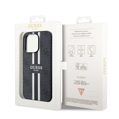 Θήκη MagSafe για Apple iPhone 15 Pro, Guess, 4G Printed Stripes, Μαύρη