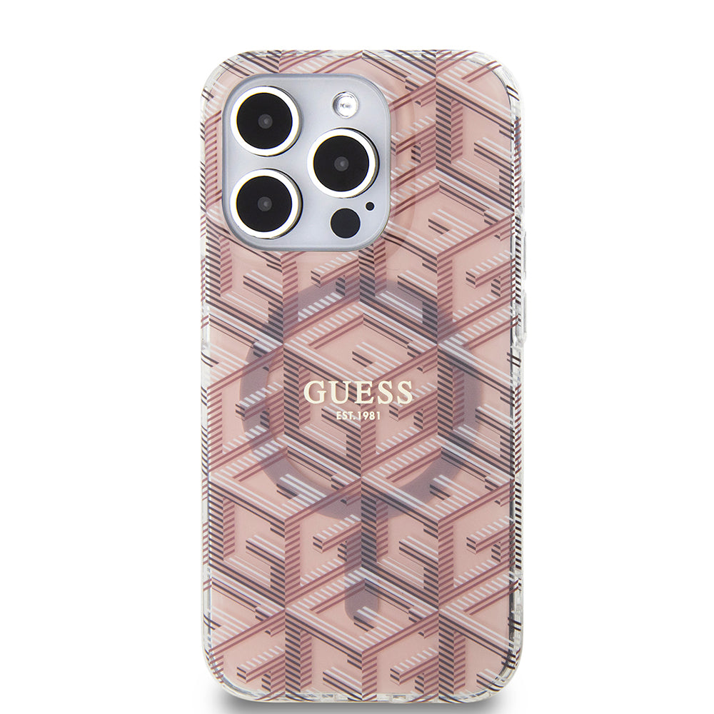 Θήκη MagSafe για Apple iPhone 15 Pro, Guess, IML Gcube, Ροζ
