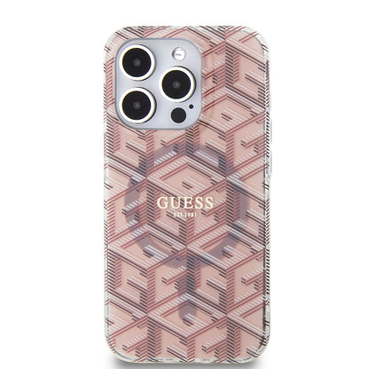 Θήκη MagSafe για Apple iPhone 15 Pro, Guess, IML Gcube, Ροζ