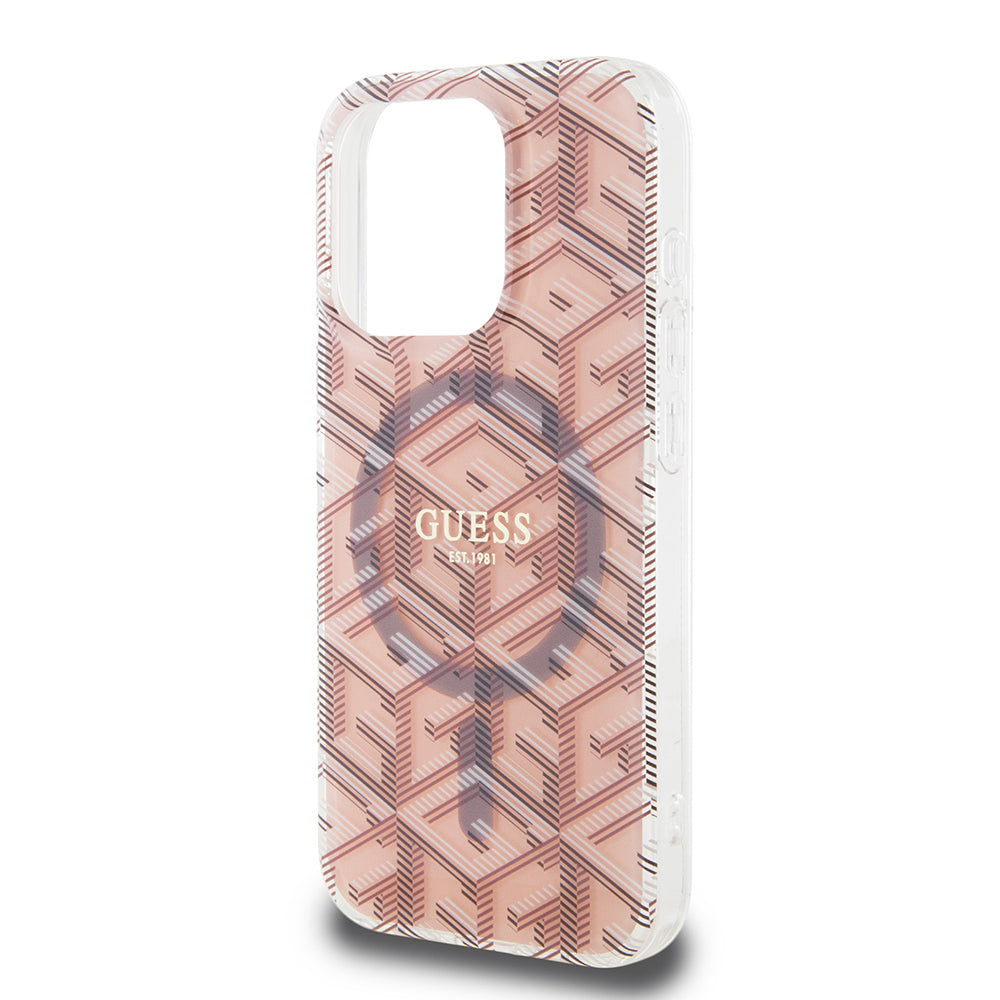 Θήκη MagSafe για Apple iPhone 15 Pro, Guess, IML Gcube, Ροζ