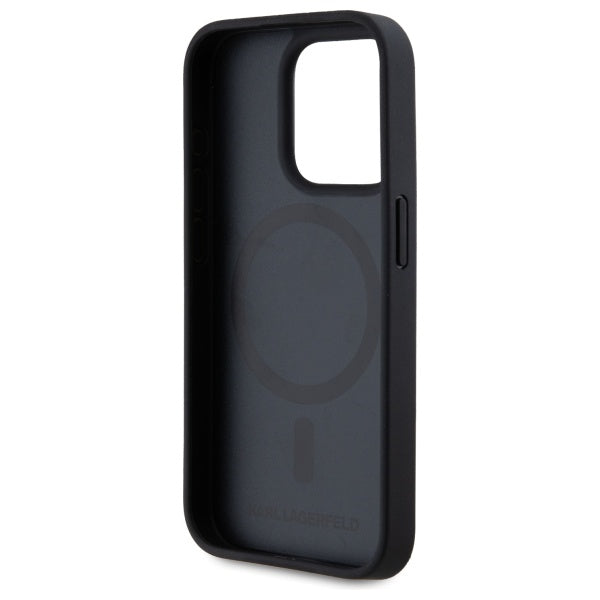 Θήκη MagSafe για Apple iPhone 15 Pro, Karl Lagerfeld, Monogram Metal Logo, Μαύρη