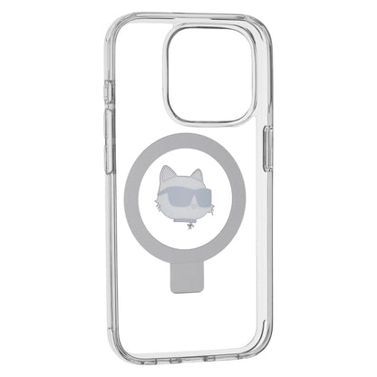 Θήκη MagSafe για Apple iPhone 15 Pro, Karl Lagerfeld, Ring Stand Choupette's Head, Λευκή