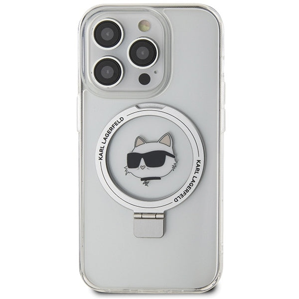 Θήκη MagSafe για Apple iPhone 15 Pro, Karl Lagerfeld, Ring Stand Choupette's Head, Λευκή