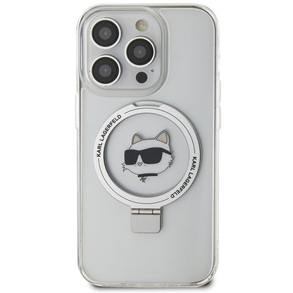 Θήκη MagSafe για Apple iPhone 15 Pro, Karl Lagerfeld, Ring Stand Choupette's Head, Λευκή